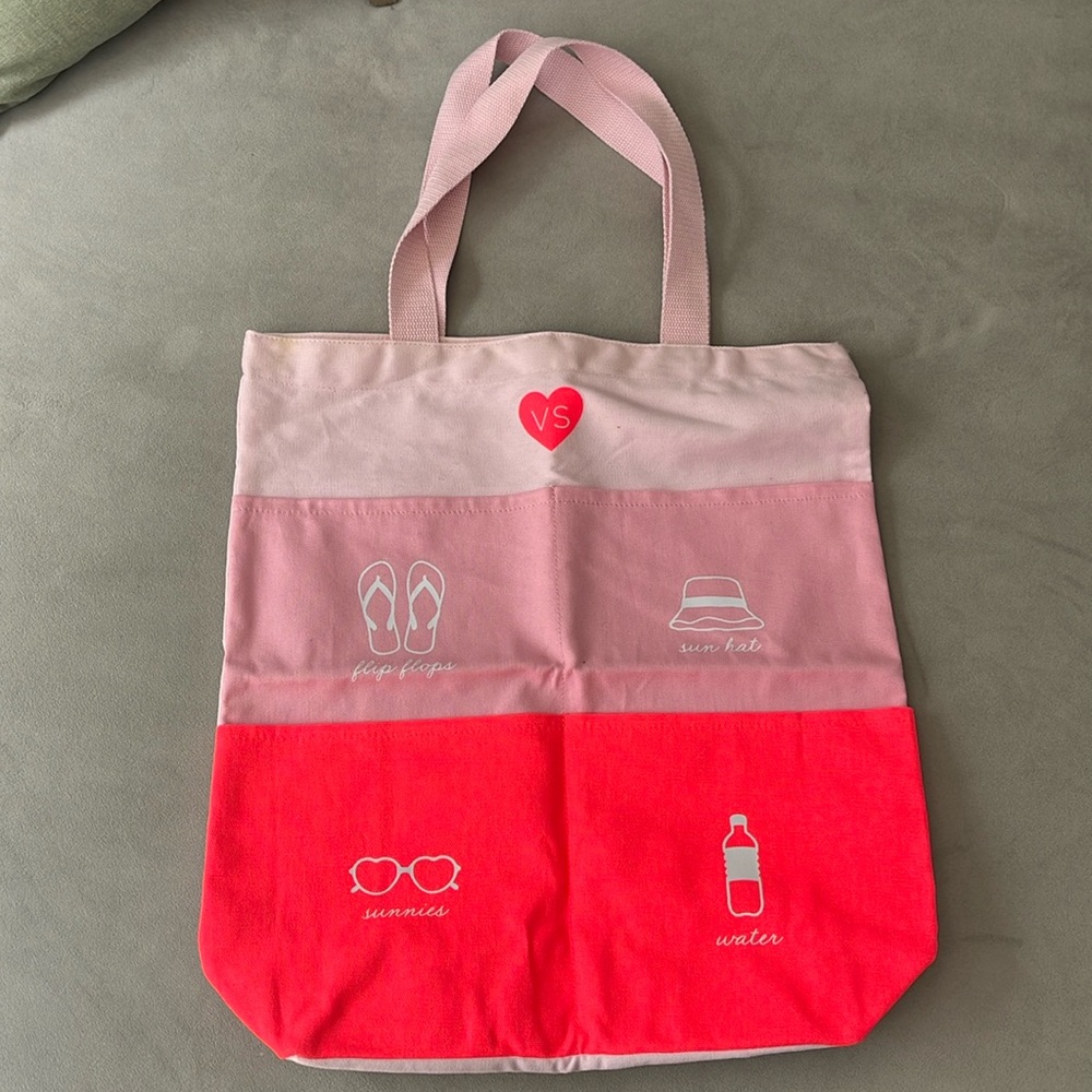 Victoria’s Secret beach tote. Pool tote. Canvas. Pink. Coral. New.